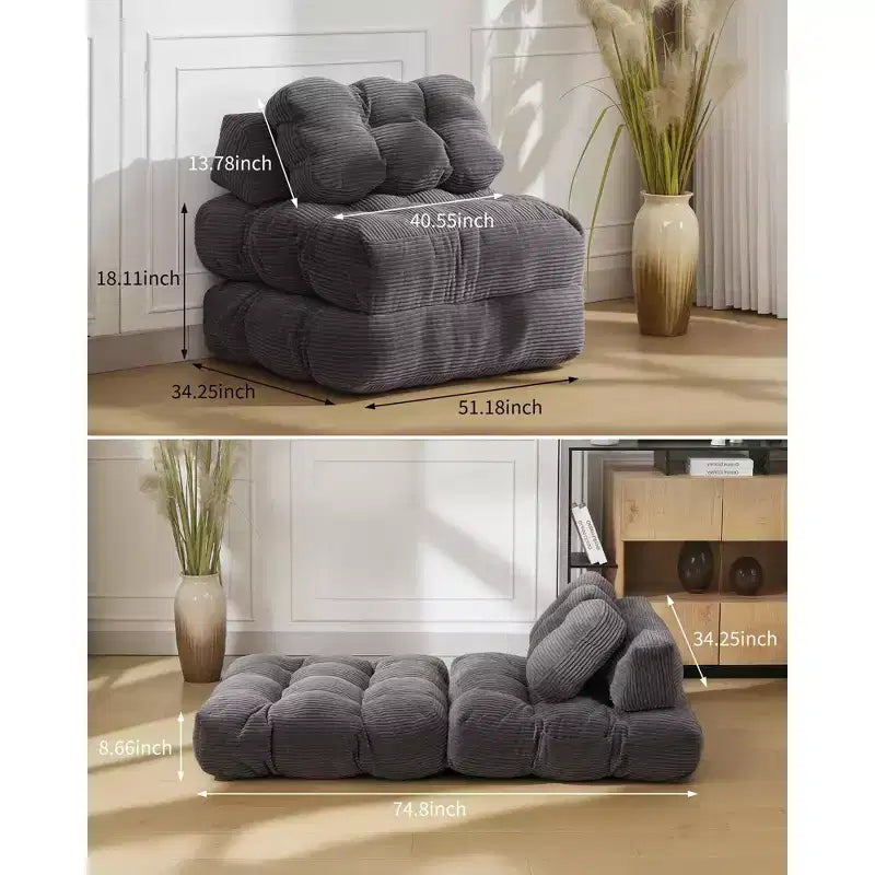 COZONY Divano Letto Pieghevole 3-in-1 con Cuscino, Poltrona Letto Trasformabile 34", Materasso Portatile Senza Struttura con Supporto Lombare, Nessun Montaggio Richiesto