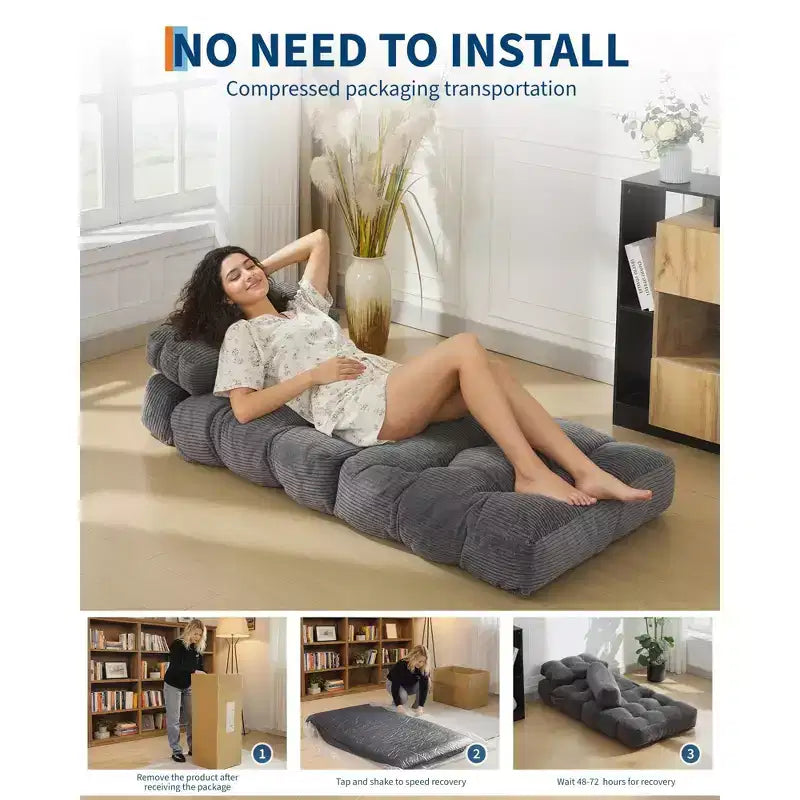 COZONY Divano Letto Pieghevole 3-in-1 con Cuscino, Poltrona Letto Trasformabile 34", Materasso Portatile Senza Struttura con Supporto Lombare, Nessun Montaggio Richiesto