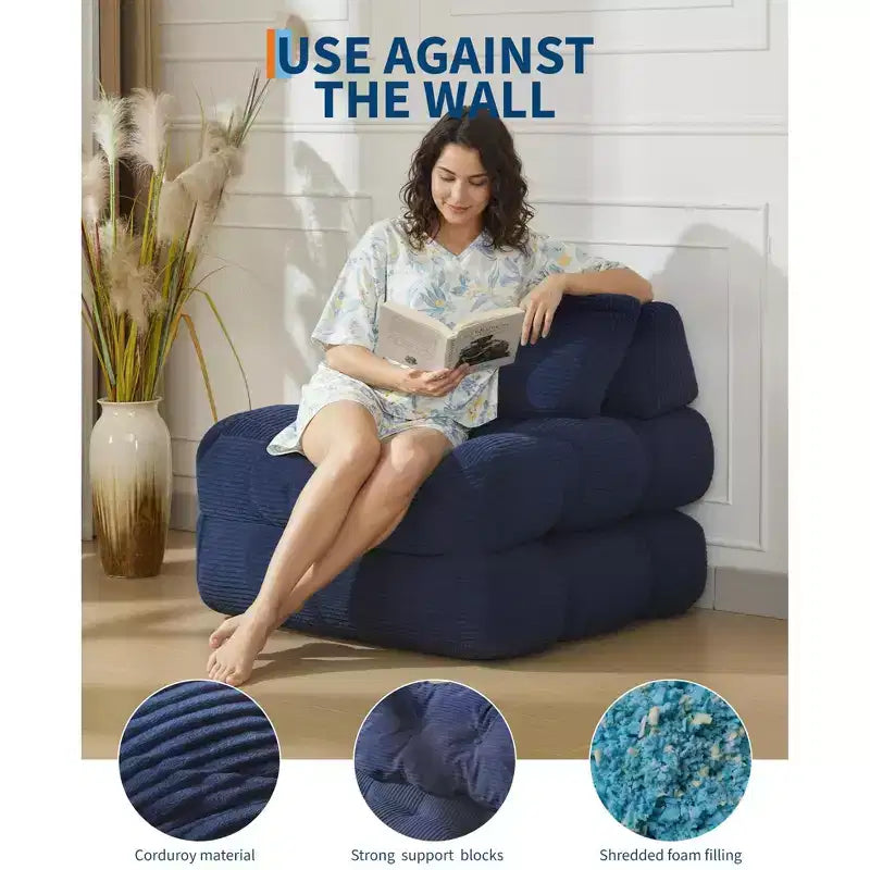 COZONY Divano Letto Pieghevole 3-in-1 con Cuscino, Poltrona Letto Trasformabile 34", Materasso Portatile Senza Struttura con Supporto Lombare, Nessun Montaggio Richiesto