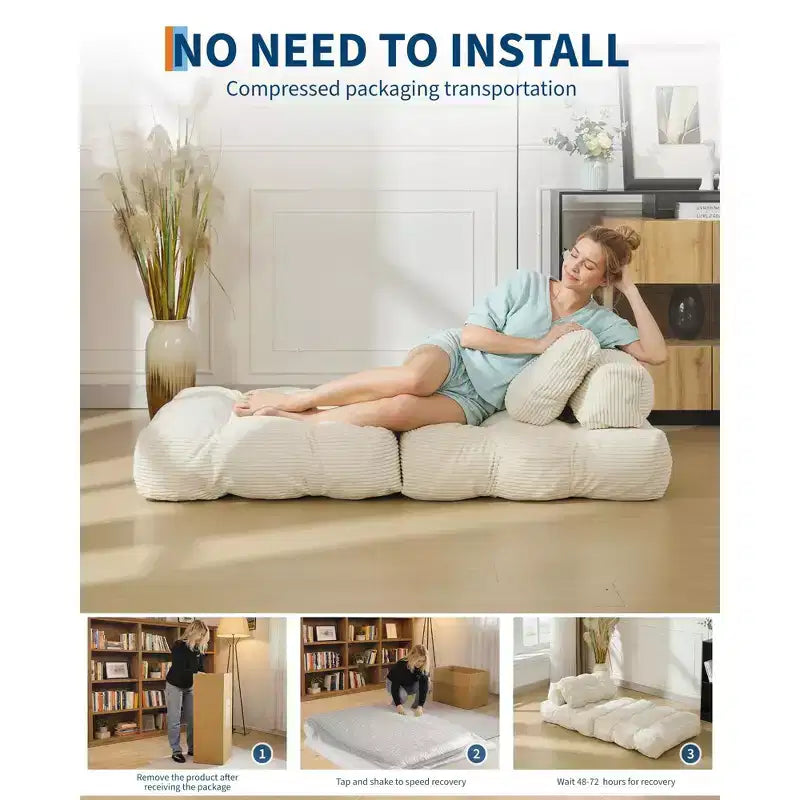 COZONY Divano Letto Pieghevole 3-in-1 con Cuscino, Poltrona Letto Trasformabile 34", Materasso Portatile Senza Struttura con Supporto Lombare, Nessun Montaggio Richiesto