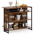 Costway Kitchen Island, 4-Tier Mini Bar Table Height Pub Table with Footrest, Wine Rack