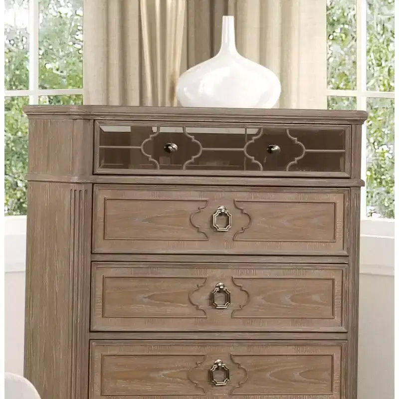 Cassettiera moderna semplice 1 pz in impiallacciatura di rovere rustico, legno massello, cassetti a coda di rondine in stile inglese, mobile per camera da letto con pannello a specchio