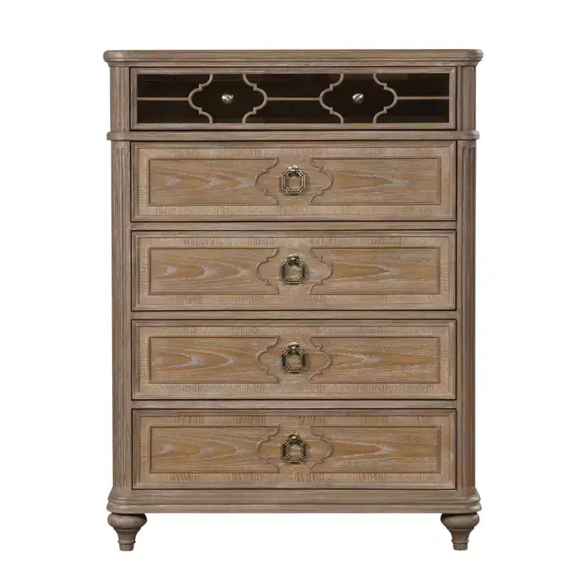 Cassettiera moderna semplice 1 pz in impiallacciatura di rovere rustico, legno massello, cassetti a coda di rondine in stile inglese, mobile per camera da letto con pannello a specchio