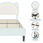 Struttura letto singolo, imbottita a piattaforma con testiera regolabile e LED smart, supporto a doghe in legno, nessun materasso a molle richiesto.