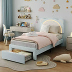 Struttura letto singolo, imbottita a piattaforma con testiera regolabile e LED smart, supporto a doghe in legno, nessun materasso a molle richiesto.
