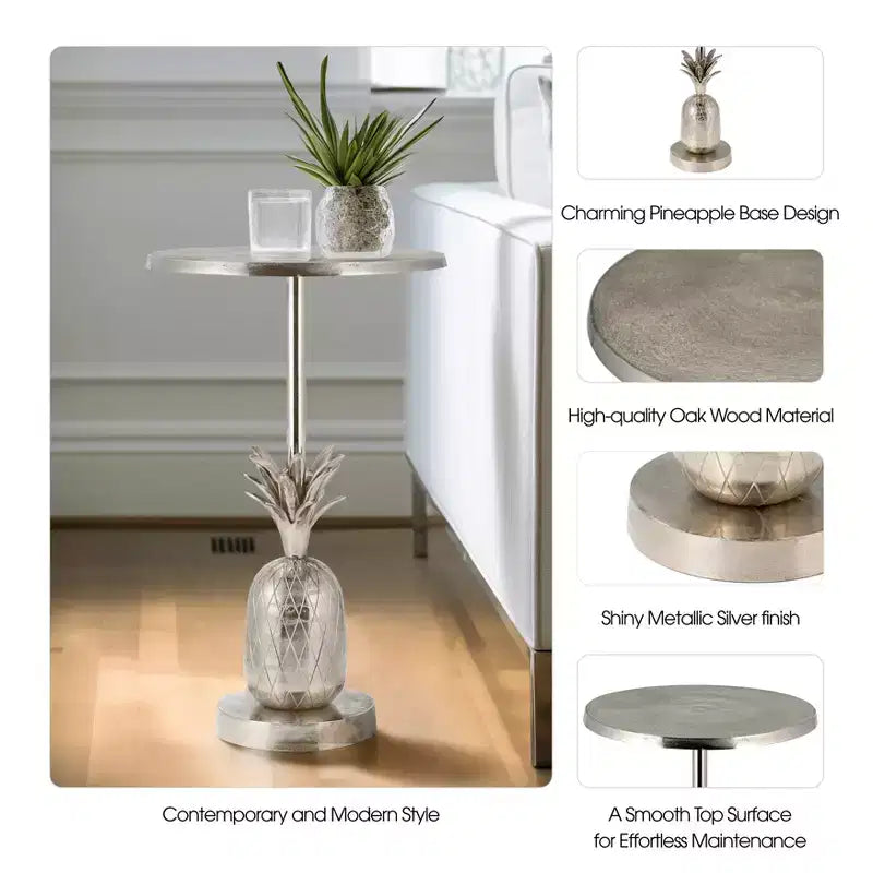Tavolino unico, tavolino da salotto o comodino piccolo per l'arredamento della stanza - Tavolino da comodino in metallo con base a forma di ananas per camera da letto o soggiorno