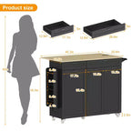 Carrello da Cucina COZONY con Ante a Ribalta, Carrello da Cucina Portatile con Cassetti e Ripiani Contenitori, Workstation Mobile con Ruote Bloccabili