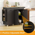 Carrello da Cucina COZONY con Ante a Ribalta, Carrello da Cucina Portatile con Cassetti e Ripiani Contenitori, Workstation Mobile con Ruote Bloccabili