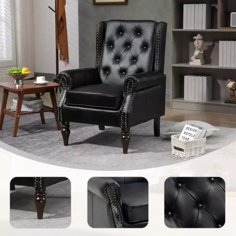 CLIHOME Poltrona con struttura in legno, poltrona moderna con robuste gambe in legno