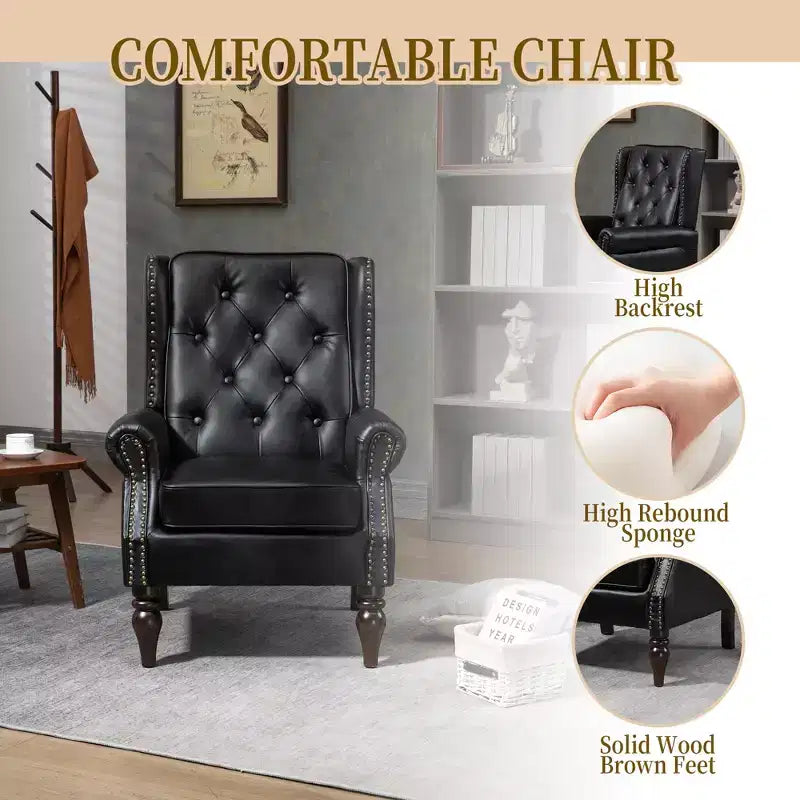 CLIHOME Poltrona con struttura in legno, poltrona moderna con robuste gambe in legno