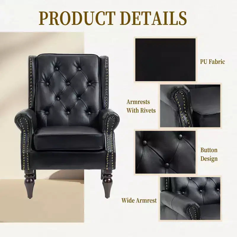 CLIHOME Poltrona con struttura in legno, poltrona moderna con robuste gambe in legno