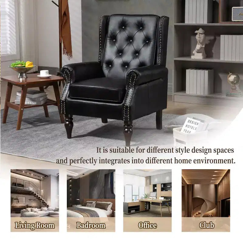 CLIHOME Poltrona con struttura in legno, poltrona moderna con robuste gambe in legno