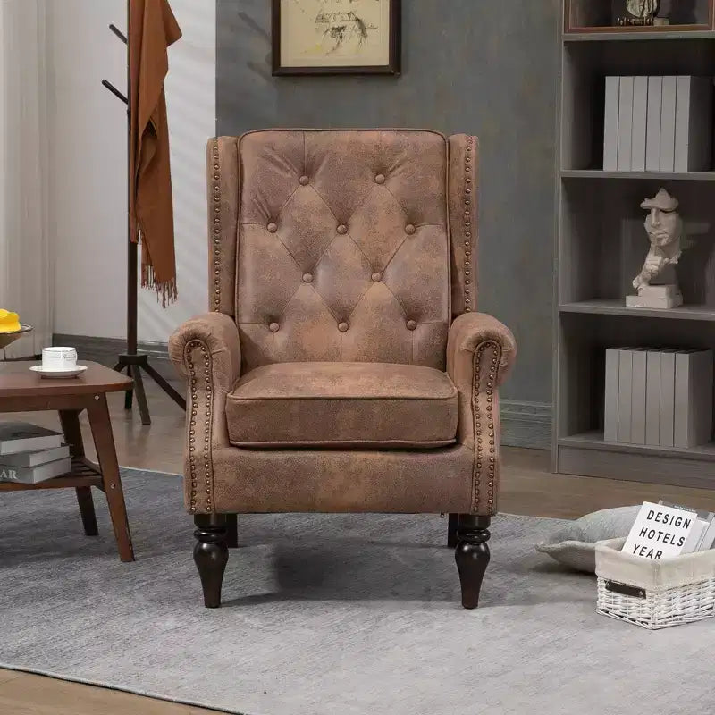 CLIHOME Poltrona con struttura in legno, poltrona moderna con robuste gambe in legno