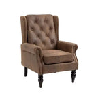 CLIHOME Poltrona con struttura in legno, poltrona moderna con robuste gambe in legno