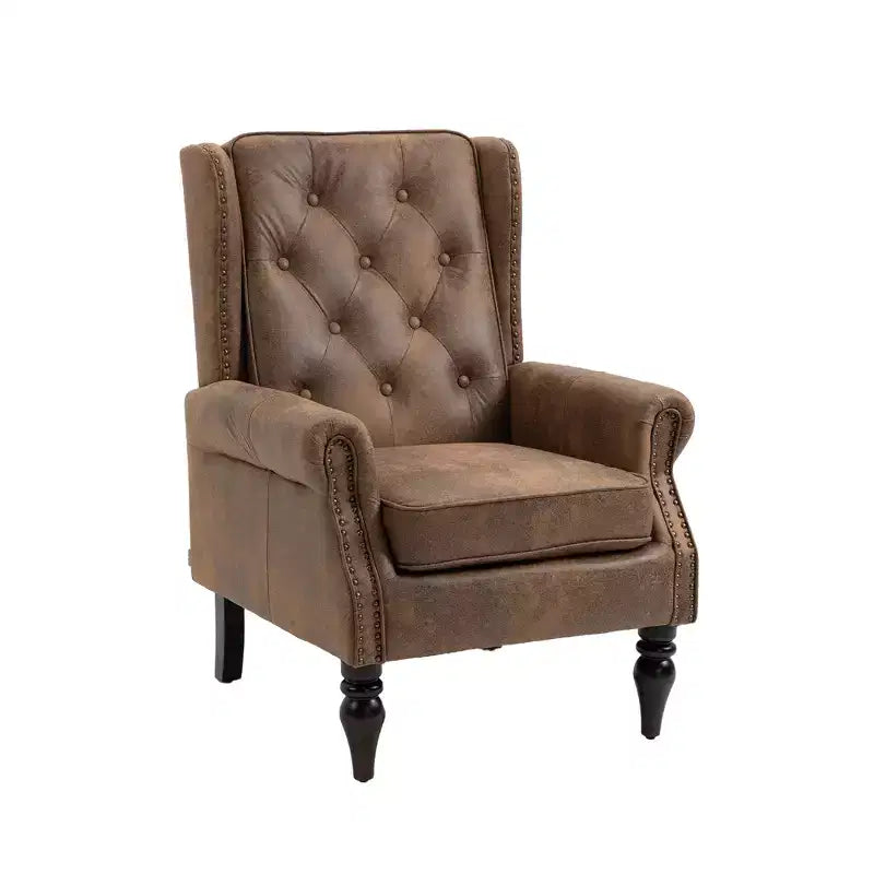 CLIHOME Poltrona con struttura in legno, poltrona moderna con robuste gambe in legno