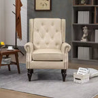 CLIHOME Poltrona con struttura in legno, poltrona moderna con robuste gambe in legno