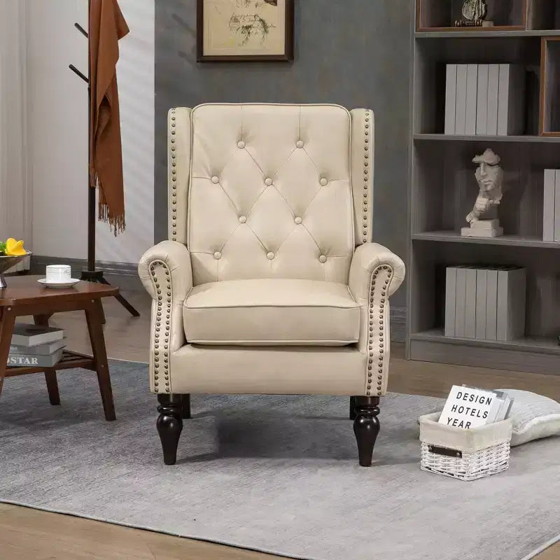 CLIHOME Poltrona con struttura in legno, poltrona moderna con robuste gambe in legno