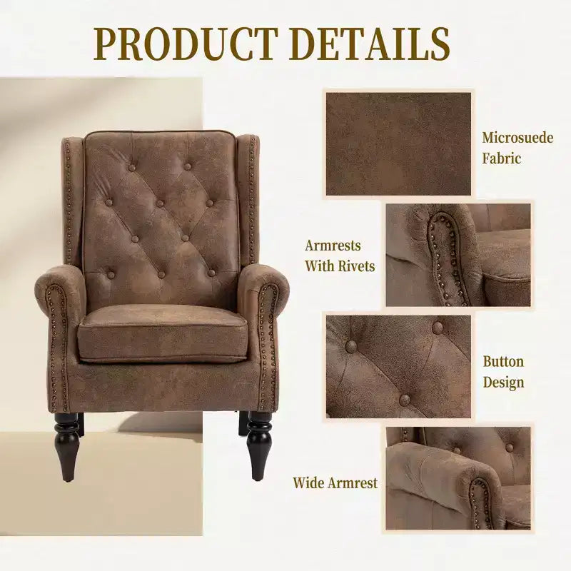 CLIHOME Poltrona con struttura in legno, poltrona moderna con robuste gambe in legno
