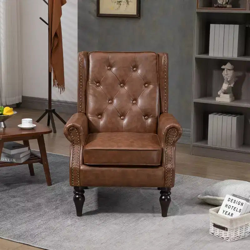 CLIHOME Poltrona con struttura in legno, poltrona moderna con robuste gambe in legno