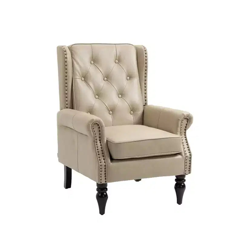 CLIHOME Poltrona con struttura in legno, poltrona moderna con robuste gambe in legno