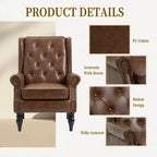CLIHOME Poltrona con struttura in legno, poltrona moderna con robuste gambe in legno