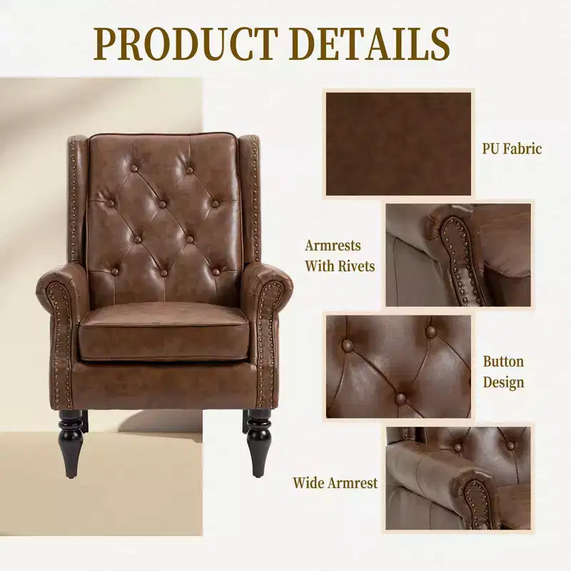 CLIHOME Poltrona con struttura in legno, poltrona moderna con robuste gambe in legno