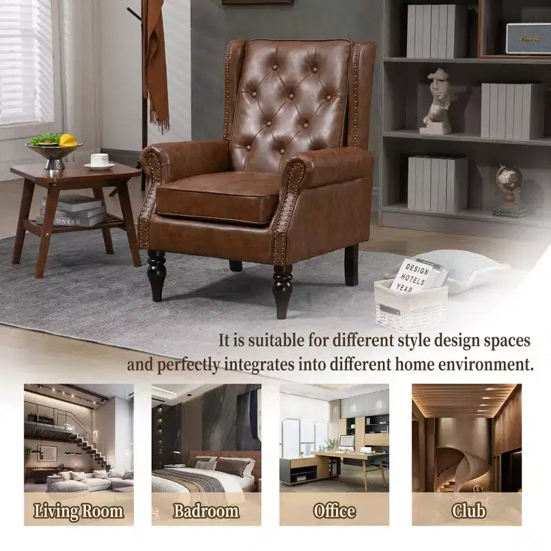 CLIHOME Poltrona con struttura in legno, poltrona moderna con robuste gambe in legno