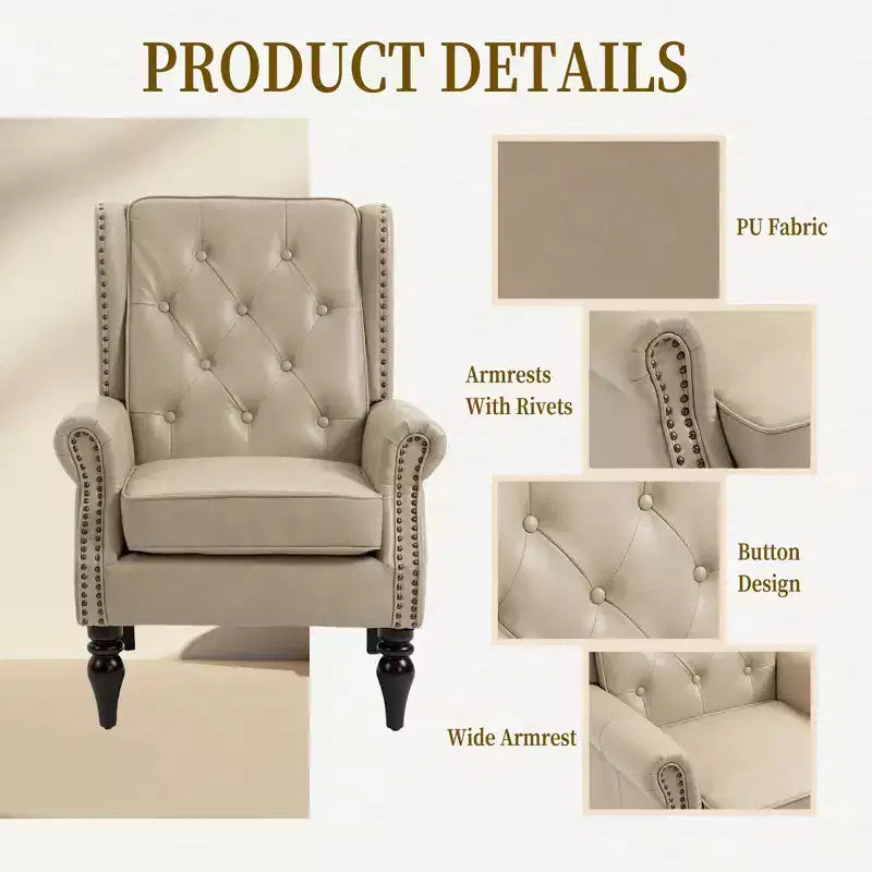 CLIHOME Poltrona con struttura in legno, poltrona moderna con robuste gambe in legno