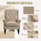 CLIHOME Poltrona con struttura in legno, poltrona moderna con robuste gambe in legno