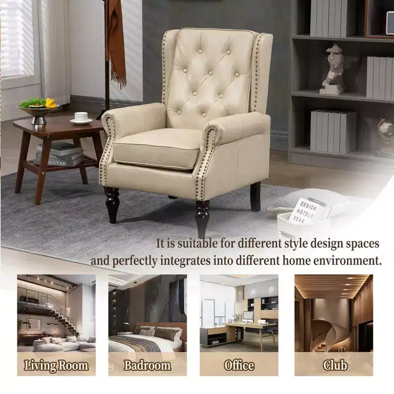 CLIHOME Poltrona con struttura in legno, poltrona moderna con robuste gambe in legno