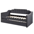 Divano Letto Estraibile Imbottito con Rotelle, Struttura Divano Letto Singolo per Camera da Letto, Nero