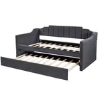 Divano Letto Estraibile Imbottito con Rotelle, Struttura Divano Letto Singolo per Camera da Letto, Nero