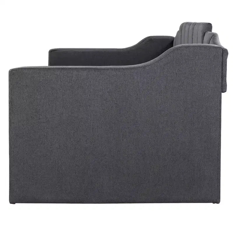 Divano Letto Estraibile Imbottito con Rotelle, Struttura Divano Letto Singolo per Camera da Letto, Nero