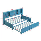 Letto a giorno in metallo singolo con testiera libreria, letto a giorno con letto estraibile e porte USB, letto a giorno Captain's con ripiani portaoggetti