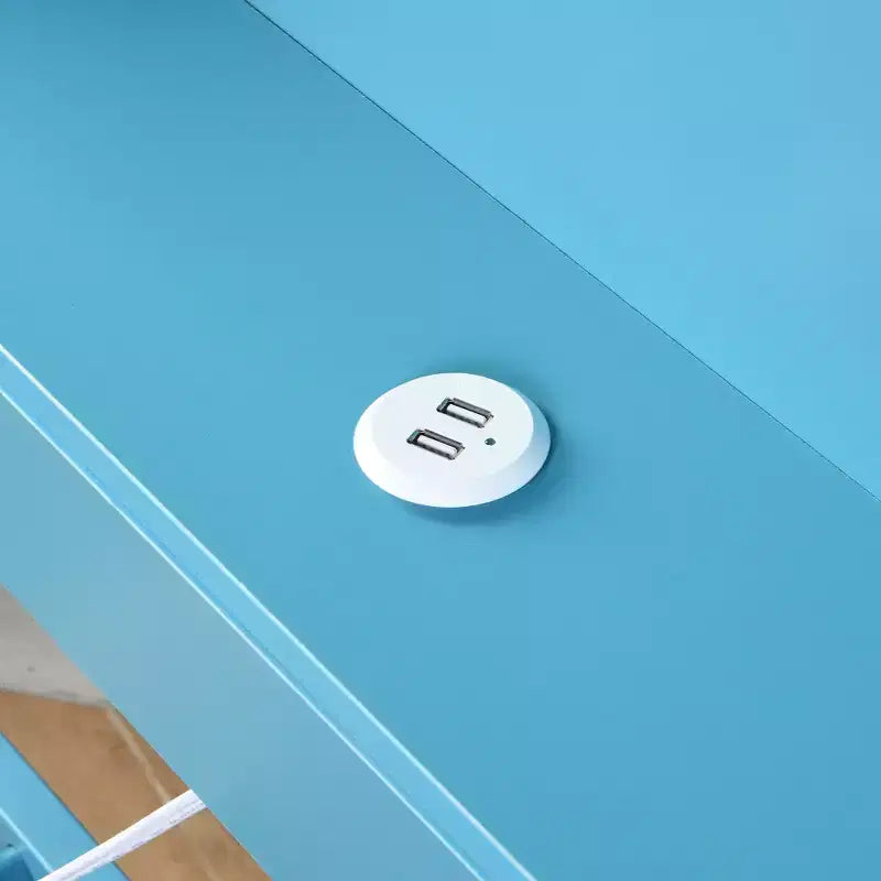 Letto a giorno in metallo singolo con testiera libreria, letto a giorno con letto estraibile e porte USB, letto a giorno Captain's con ripiani portaoggetti