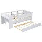 Letto a giorno in metallo singolo con testiera libreria, letto a giorno con letto estraibile e porte USB, letto a giorno Captain's con ripiani portaoggetti