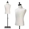 VINGLI Male Mannequin Torso with Wooden/Metal Stand, Adjustable Height Male Dress Form Body for Clothing Display and Sewing (Metal Base)