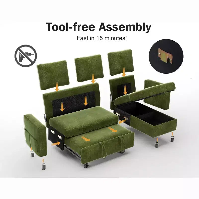 Divano letto angolare a L Dyonery 81, divano sezionale in ciniglia con letto estraibile, schienale reclinabile, chaise longue con contenitore, porte USB