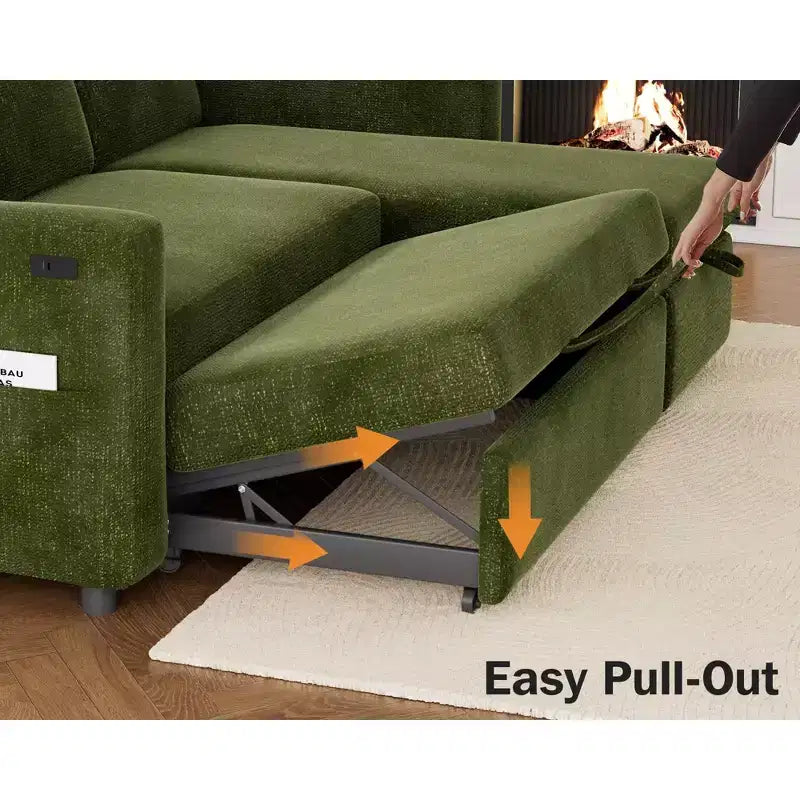 Divano letto angolare a L Dyonery 81, divano sezionale in ciniglia con letto estraibile, schienale reclinabile, chaise longue con contenitore, porte USB