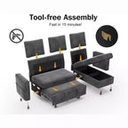 Divano letto angolare a L Dyonery 81, divano sezionale in ciniglia con letto estraibile, schienale reclinabile, chaise longue con contenitore, porte USB