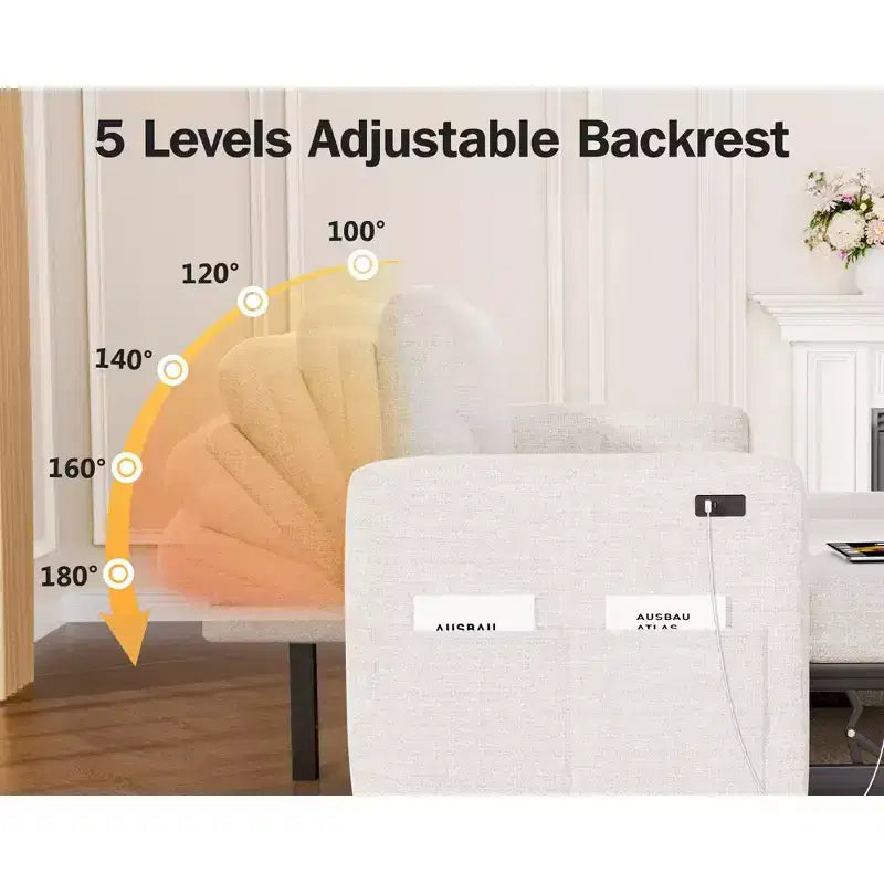 Divano letto angolare a L Dyonery 81, divano sezionale in ciniglia con letto estraibile, schienale reclinabile, chaise longue con contenitore, porte USB