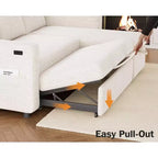 Divano letto angolare a L Dyonery 81, divano sezionale in ciniglia con letto estraibile, schienale reclinabile, chaise longue con contenitore, porte USB