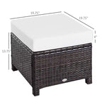 20 Pouf da esterno in vimini, in rattan PE, poggiapiedi, seduta aggiuntiva, tavolino con morbido cuscino