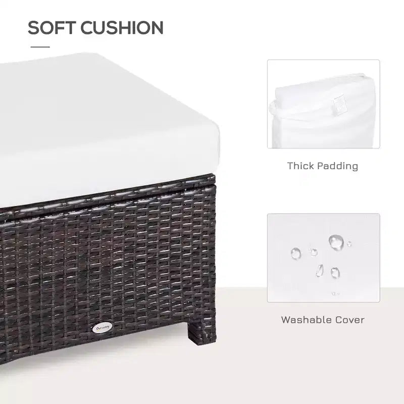 20 Pouf da esterno in vimini, in rattan PE, poggiapiedi, seduta aggiuntiva, tavolino con morbido cuscino