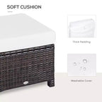 20 Pouf da esterno in vimini, in rattan PE, poggiapiedi, seduta aggiuntiva, tavolino con morbido cuscino