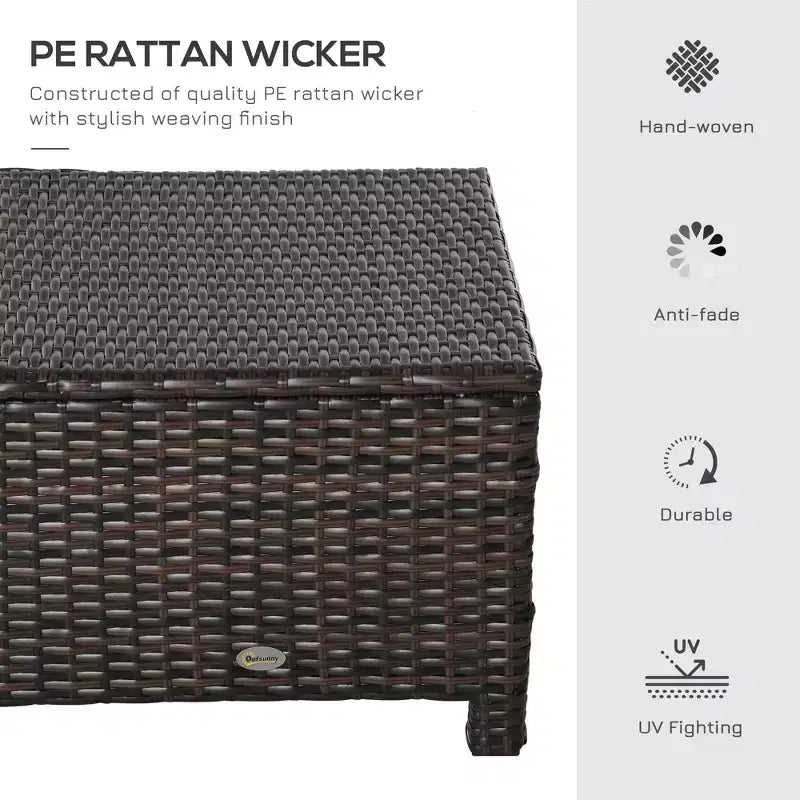 20 Pouf da esterno in vimini, in rattan PE, poggiapiedi, seduta aggiuntiva, tavolino con morbido cuscino