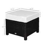 20 Pouf da esterno in vimini, in rattan PE, poggiapiedi, seduta aggiuntiva, tavolino con morbido cuscino