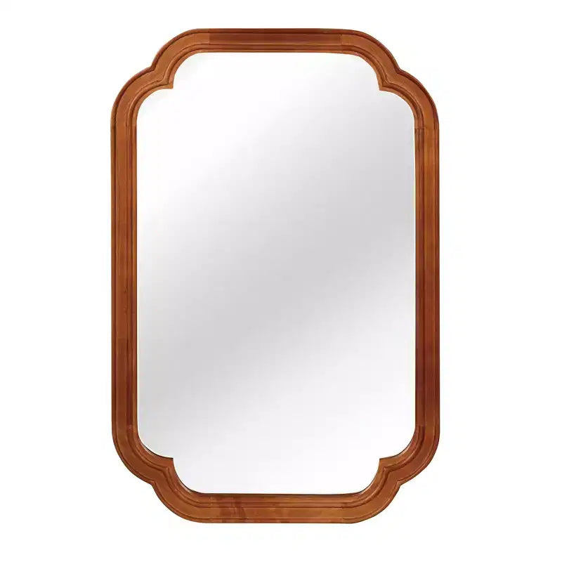 PexFix 24 x 36 Specchio decorativo con cornice in legno massello ad angoli arrotondati, specchio da parete moderno in stile rustico per camera da letto, bagno, soggiorno, ingresso, marrone
