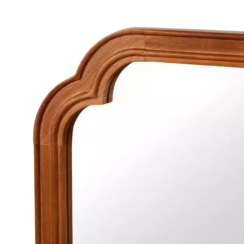 PexFix 24 x 36 Specchio decorativo con cornice in legno massello ad angoli arrotondati, specchio da parete moderno in stile rustico per camera da letto, bagno, soggiorno, ingresso, marrone