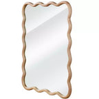 PexFix 24 x 36 Specchio decorativo rettangolare ondulato con cornice in legno massello, specchio da parete moderno stile Farmhouse per camera da letto, bagno, soggiorno, ingresso, legno naturale